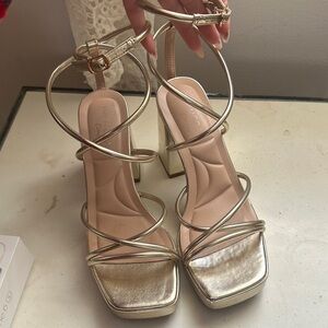 Elegant Gold Strappy Heels